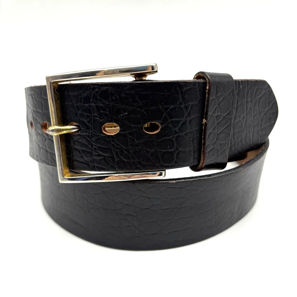 Vintage 70s SEARS 40381 Black Full Grain Steerhide Leather Western Belt 36